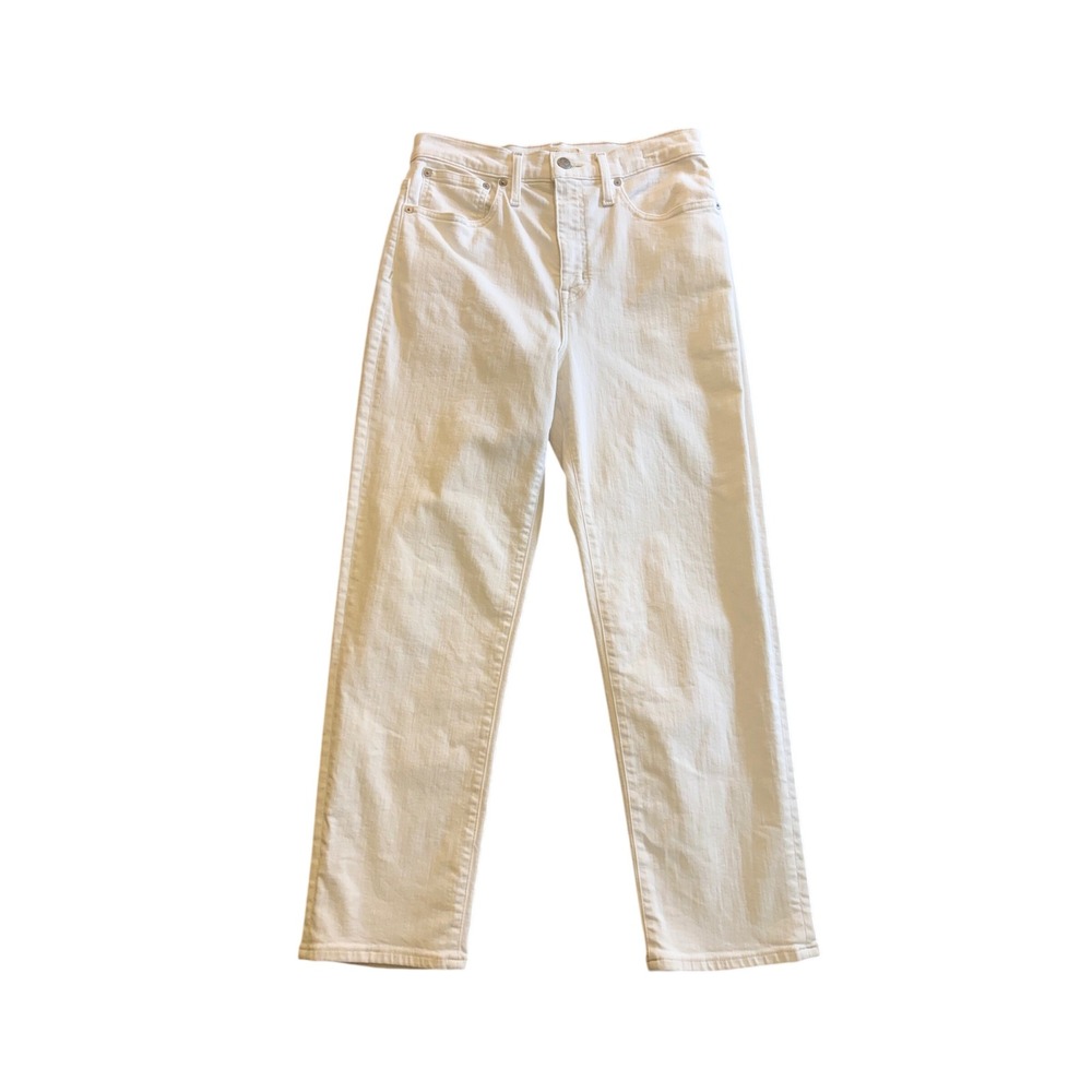 Madewell Classic Straight Jeans White High Rise Denim Pants Size 28 Coastal